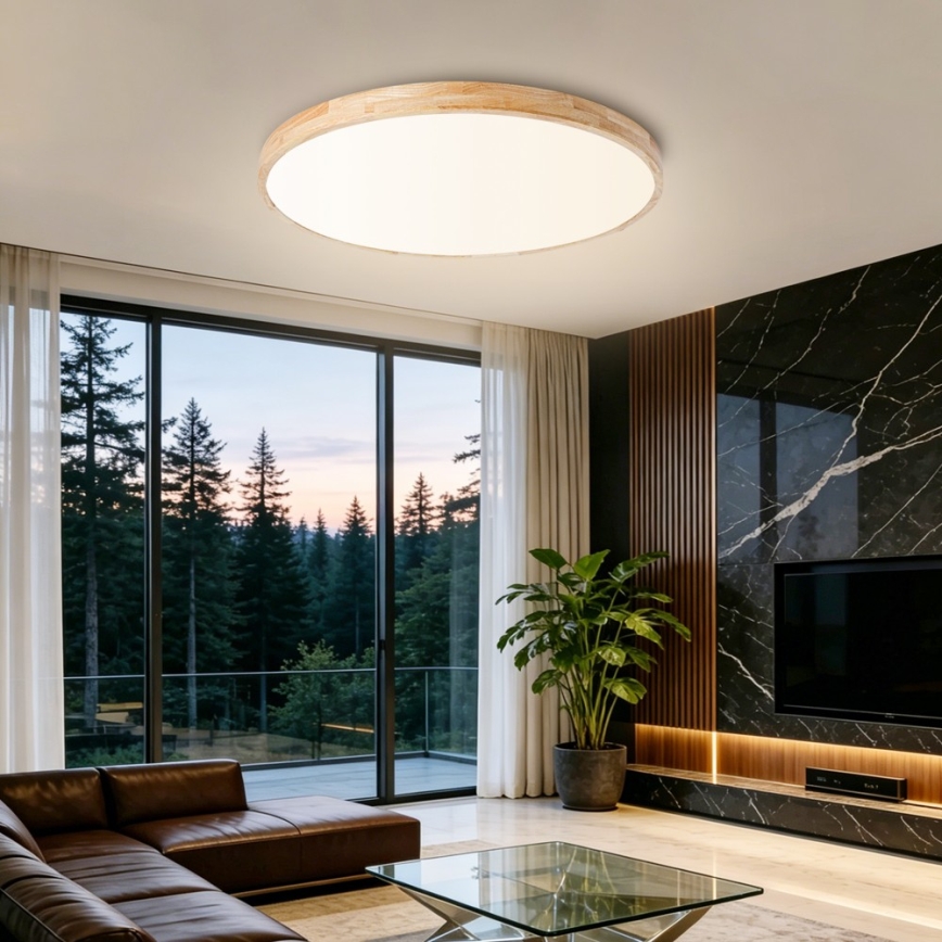 Brilagi - Plafonieră LED dimabilă WOODLINE LED/100W/230V 3000-6000K stejar Ø 80 cm + telecomandă