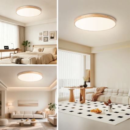 Brilagi - Plafonieră LED dimabilă WOODLINE LED/100W/230V 3000-6000K stejar Ø 80 cm + telecomandă
