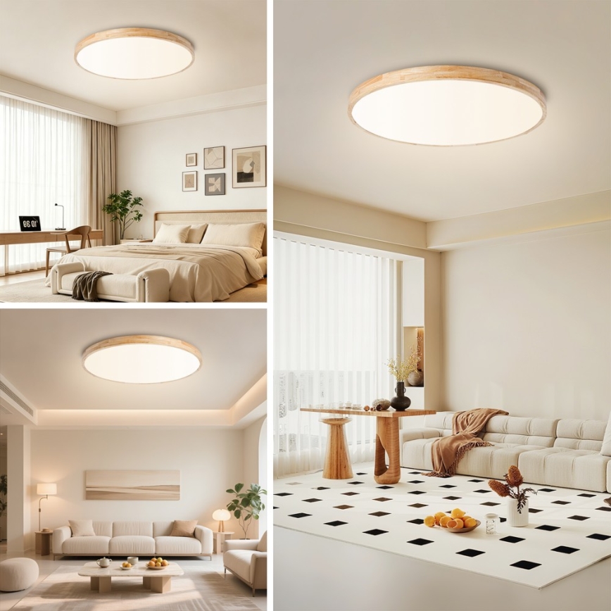 Brilagi - Plafonieră LED dimabilă WOODLINE LED/100W/230V 3000-6000K stejar Ø 80 cm + telecomandă