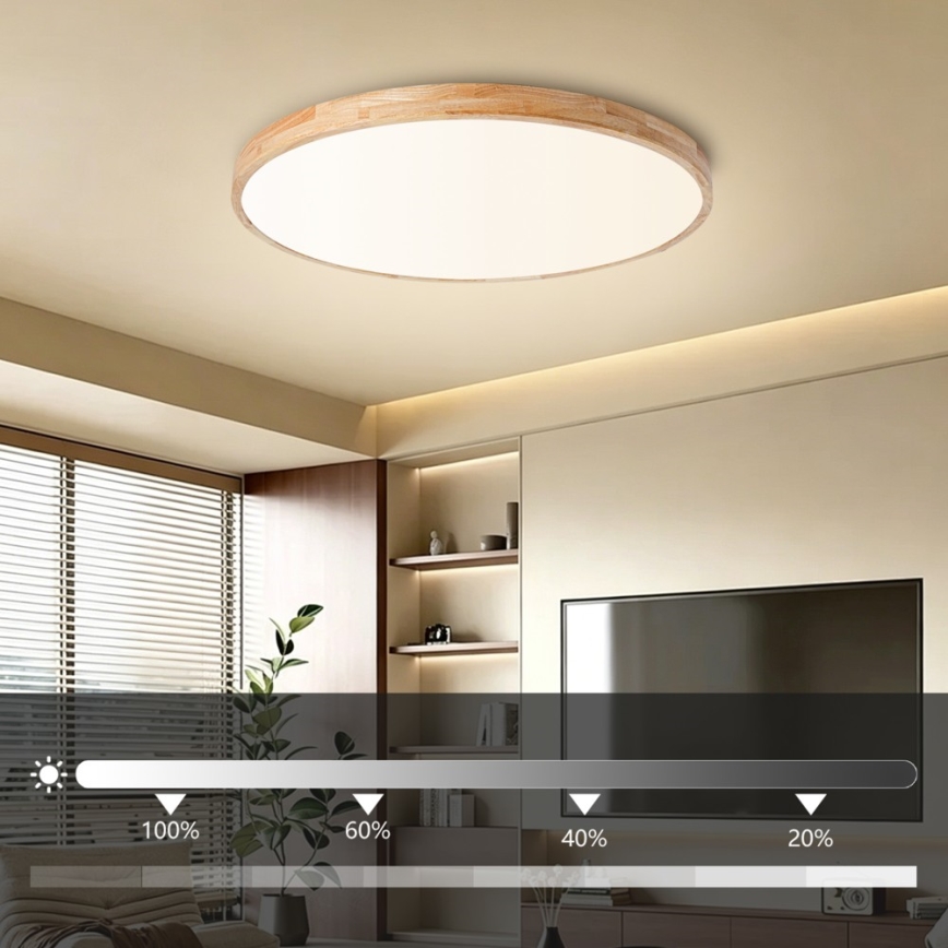 Brilagi - Plafonieră LED dimabilă WOODLINE LED/100W/230V 3000-6000K stejar Ø 80 cm + telecomandă