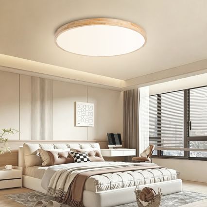 Brilagi - Plafonieră LED dimabilă WOODLINE LED/100W/230V 3000-6000K stejar Ø 80 cm + telecomandă