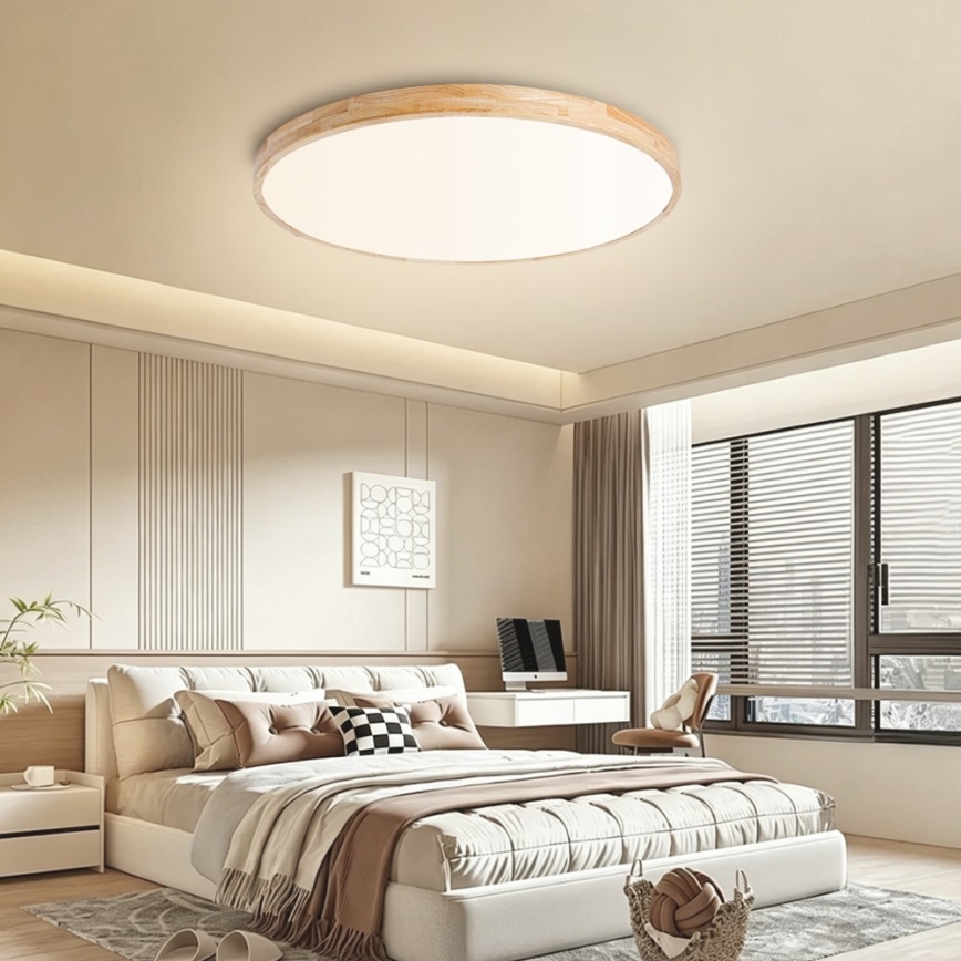 Brilagi - Plafonieră LED dimabilă WOODLINE LED/100W/230V 3000-6000K stejar Ø 80 cm + telecomandă