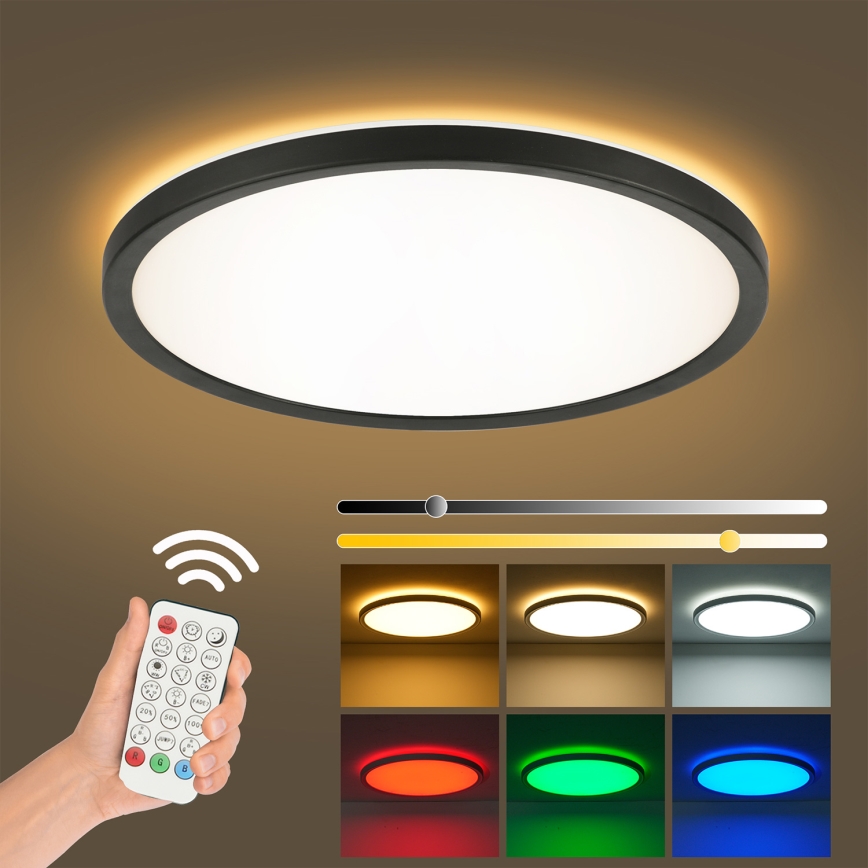 Brilagi - Plafonieră LED RGBW dimabilă ULTRA SLIM LED/18W/230V 2700-6500K Ø 30 cm negru + telecomandă