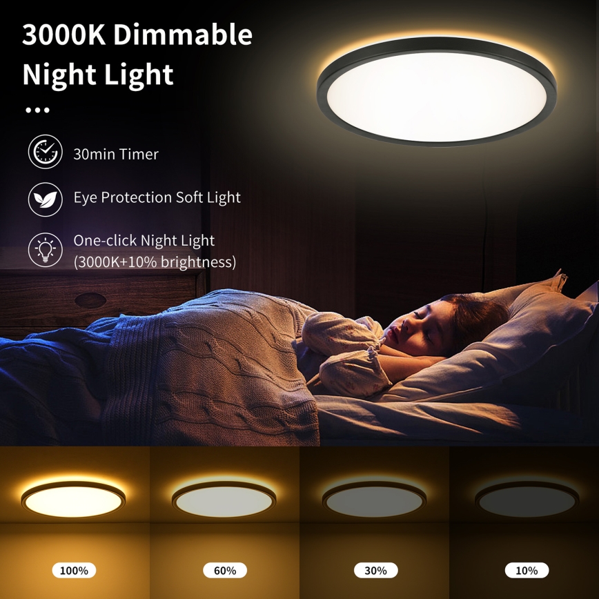 Brilagi - Plafonieră LED RGBW dimabilă ULTRA SLIM LED/18W/230V 2700-6500K Ø 30 cm negru + telecomandă