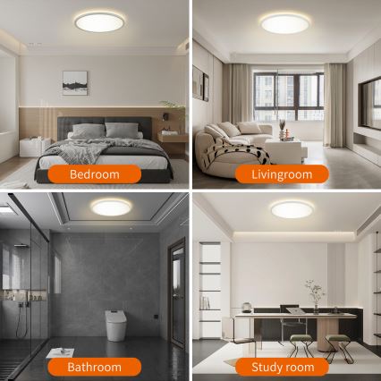 Brilagi - Plafonieră LED RGBW ULTRA SLIM, dimabilă, 18W, 230V, 2700-6500K, Ø30 cm, albă + telecomandă