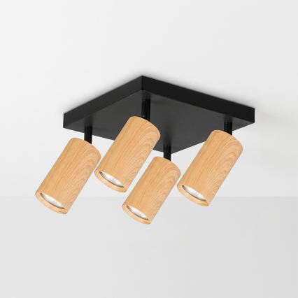 Brilagi - Corp de iluminat spot SELE SQUARE 4xGU10/30W/230V negru/decor stejar