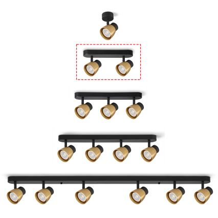 Brilagi - Corp de iluminat tip spot NUGGET 2xGU10/30W/230V, negru/auriu