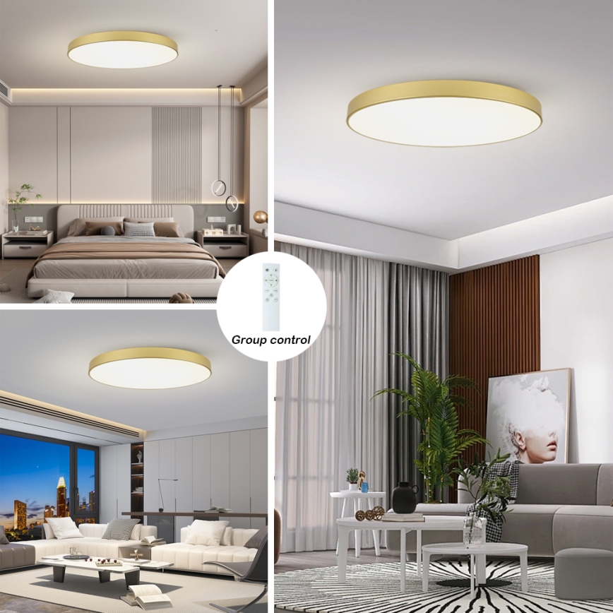 Brilagi - Plafonieră LED reglabilă POOL SMART LED/128W/230V 3000-6000K 100 cm aurie Wi-Fi Tuya + telecomandă
