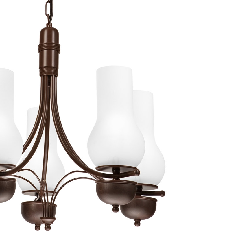 Brilagi - Candelabru LED pe lanț COTTAGE 5xE14/40W/230V stejar/alb