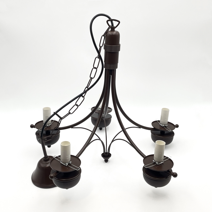 Brilagi - Candelabru LED pe lanț COTTAGE 5xE14/40W/230V stejar/alb