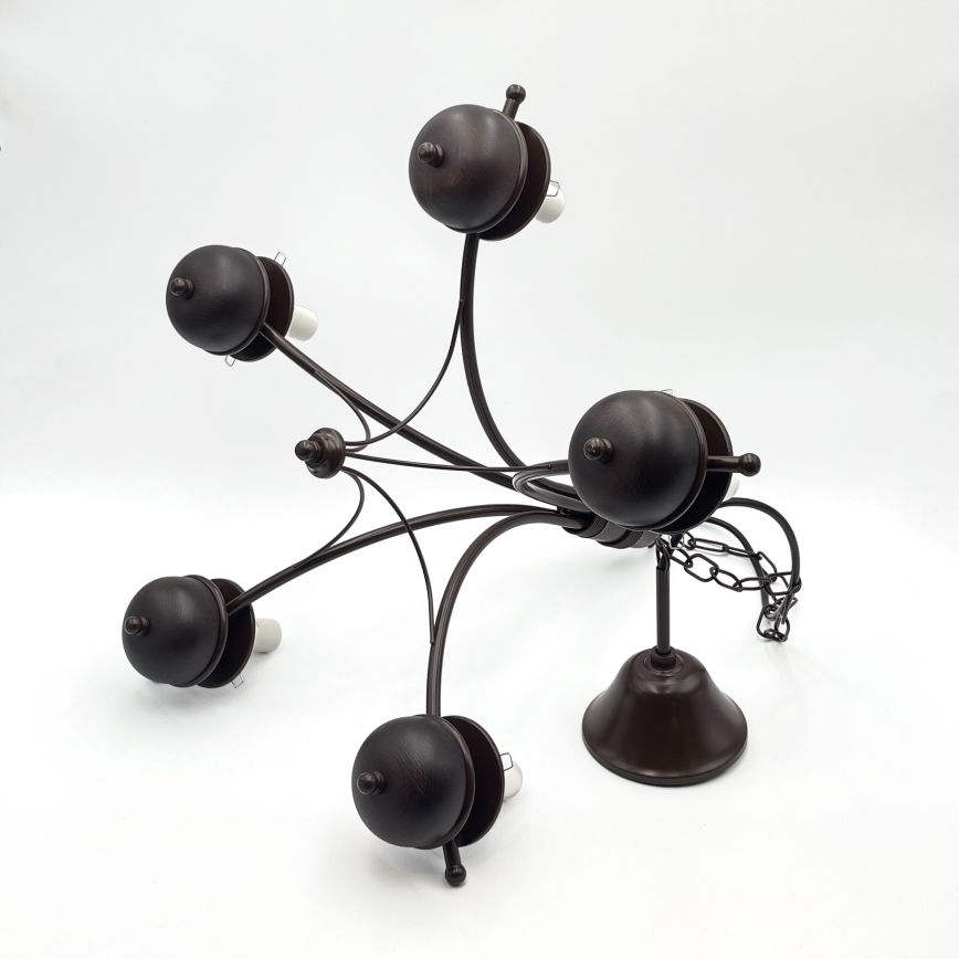 Brilagi - Candelabru LED pe lanț COTTAGE 5xE14/40W/230V stejar/alb