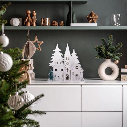 Brilagi - Decorațiune LED de Crăciun, bisericuță, LED/2xAA