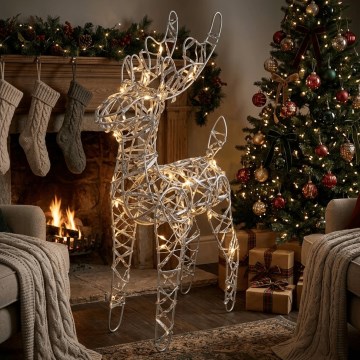 BRILAGI - Decorațiune LED de Crăciun LED/3xAA 32 cm ren alb cald/argintiu