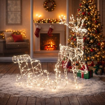 BRILAGI - Decorațiune LED de exterior pentru Crăciun LED/3,6W/8 funcții 100 cm IP44 ren cu sănii alb cald