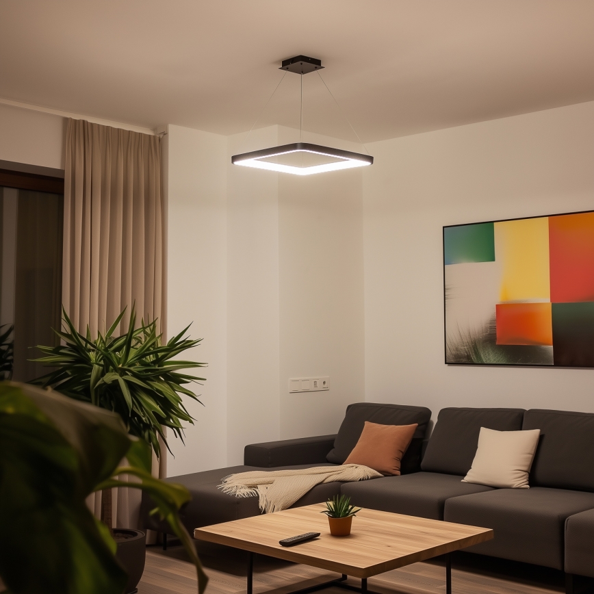 Brilagi - Lustră LED dimabilă suspendată pe cablu FALCON SLIM LED/50W/230V 3000-6500K 50x50 cm neagră + telecomandă