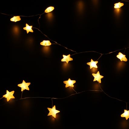 Brilagi - Ghirlandă de Crăciun cu LED, 40 LED/3x AA, 1,8 m, alb cald, cu steluțe