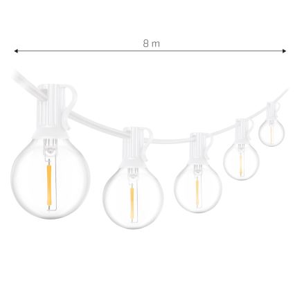 Brilagi - Ghirlandă LED decorativă pentru exterior GIRLANDA 10xE12/0,6W/230V 8m alb IP44 alb cald