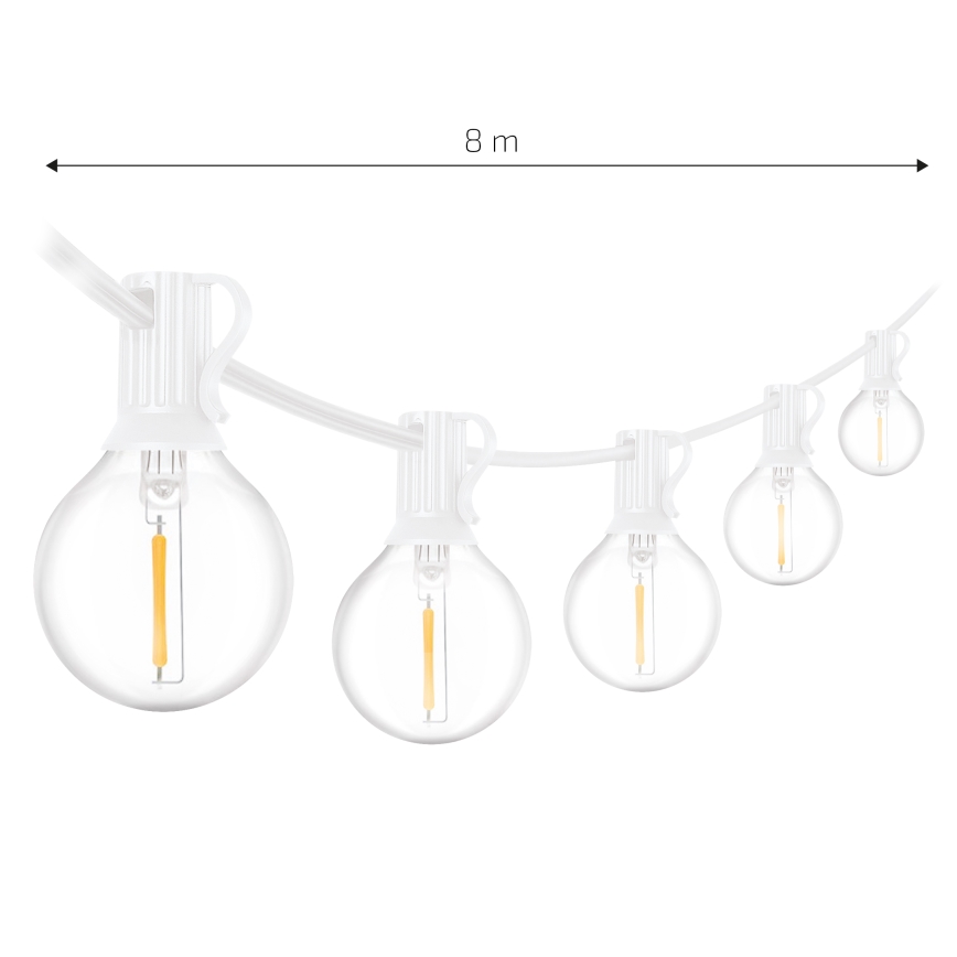 Brilagi - Ghirlandă LED decorativă pentru exterior GIRLANDA 10xE12/0,6W/230V 8m alb IP44 alb cald