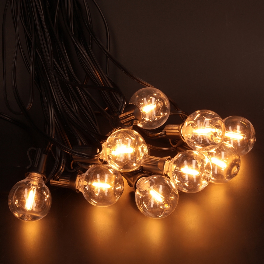 Brilagi - Ghirlandă LED decorativă de exterior GIRLANDA 10xE12/0,6W/230V 8m neagră IP44 alb cald