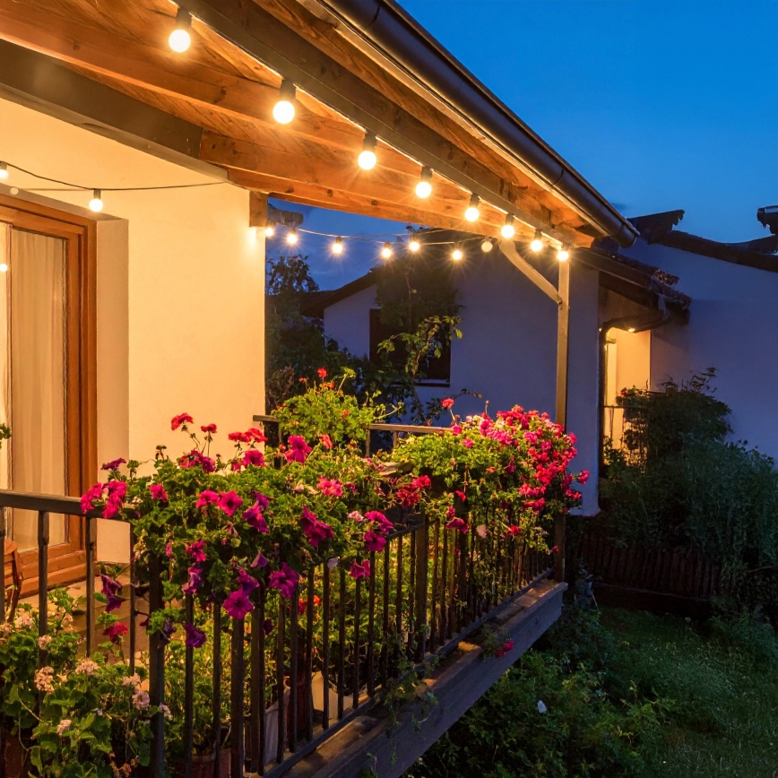 Brilagi - Ghirlandă LED decorativă de exterior GIRLANDA 10xE12/0,6W/230V 8m neagră IP44 alb cald