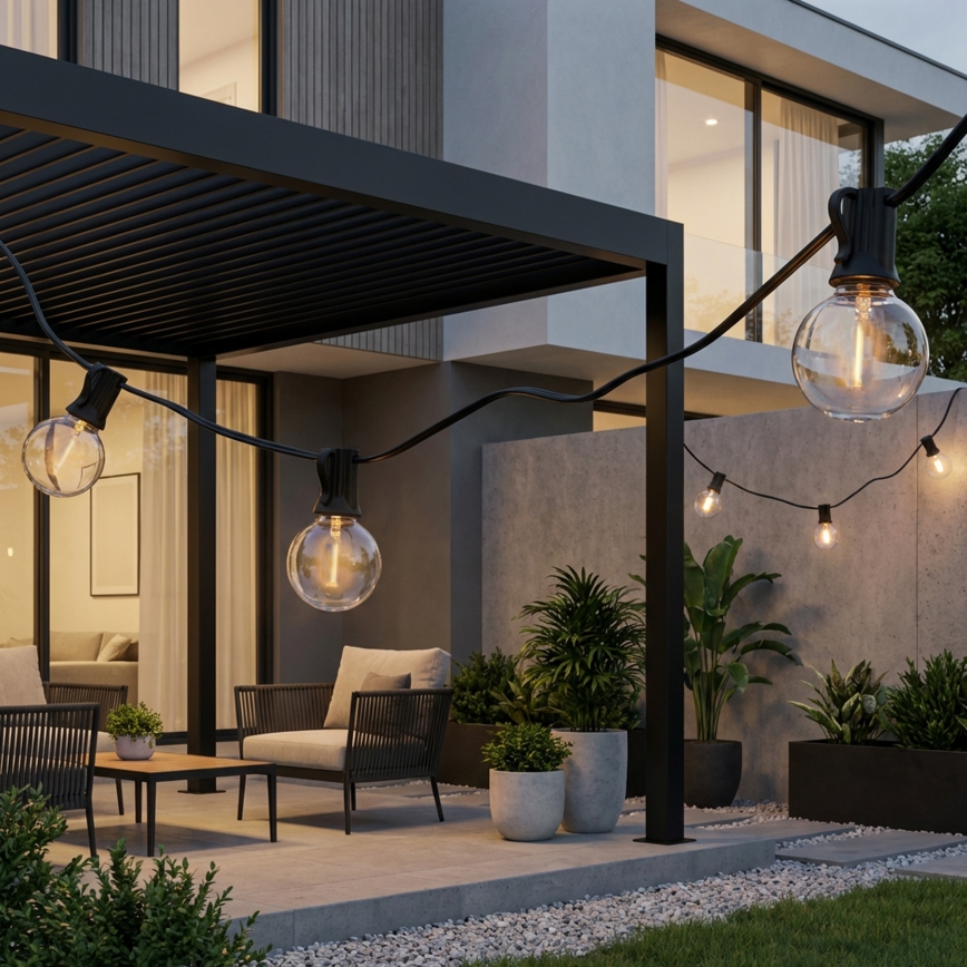 Brilagi - Ghirlandă LED decorativă de exterior GIRLANDA 10xE12/0,6W/230V 8m neagră IP44 alb cald