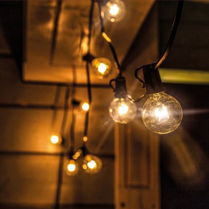 Brilagi - Ghirlandă LED decorativă de exterior GIRLANDA 10xE12/0,6W/230V 8m neagră IP44 alb cald