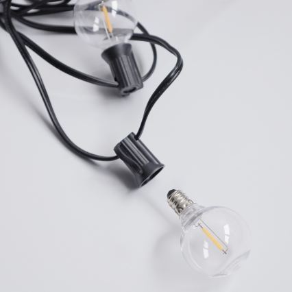 Brilagi - Ghirlandă LED decorativă de exterior GIRLANDA 10xE12/0,6W/230V 8m neagră IP44 alb cald