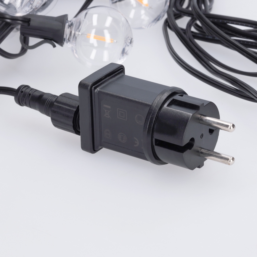 Brilagi - Ghirlandă LED decorativă de exterior GIRLANDA 10xE12/0,6W/230V 8m neagră IP44 alb cald