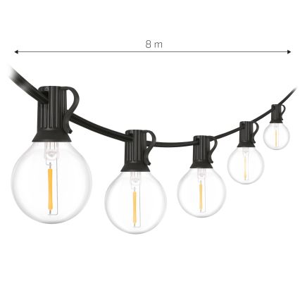Brilagi - Ghirlandă LED decorativă de exterior GIRLANDA 10xE12/0,6W/230V 8m neagră IP44 alb cald
