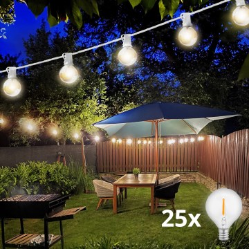 Brilagi - Ghirlandă decorativă LED pentru exterior GIRLANDA 25xE12/0,6W/230V 20m alb IP44 alb cald