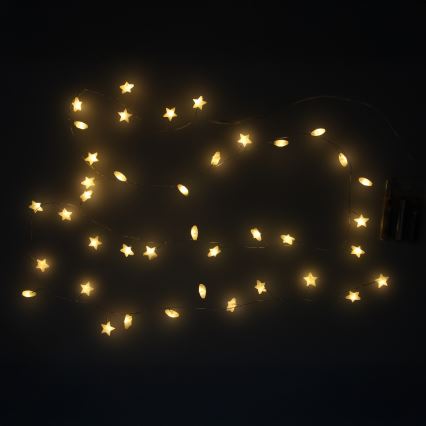 Brilagi - Ghirlandă LED 40xLED/3xAA 1,8m, alb cald, cu stele