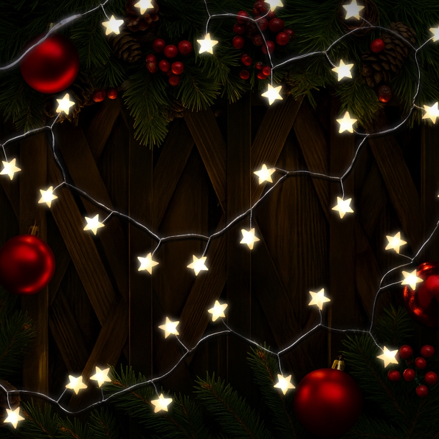 Brilagi - Ghirlandă LED 40xLED/3xAA 1,8m, alb cald, cu stele