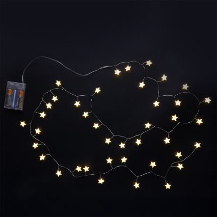 Brilagi - Ghirlandă LED 40xLED/3xAA 1,8m, alb cald, cu stele