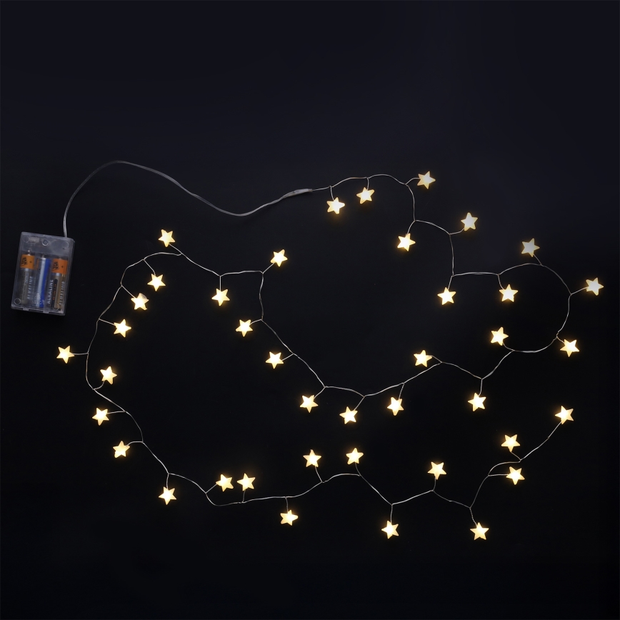 Brilagi - Ghirlandă LED 40xLED/3xAA 1,8m, alb cald, cu stele