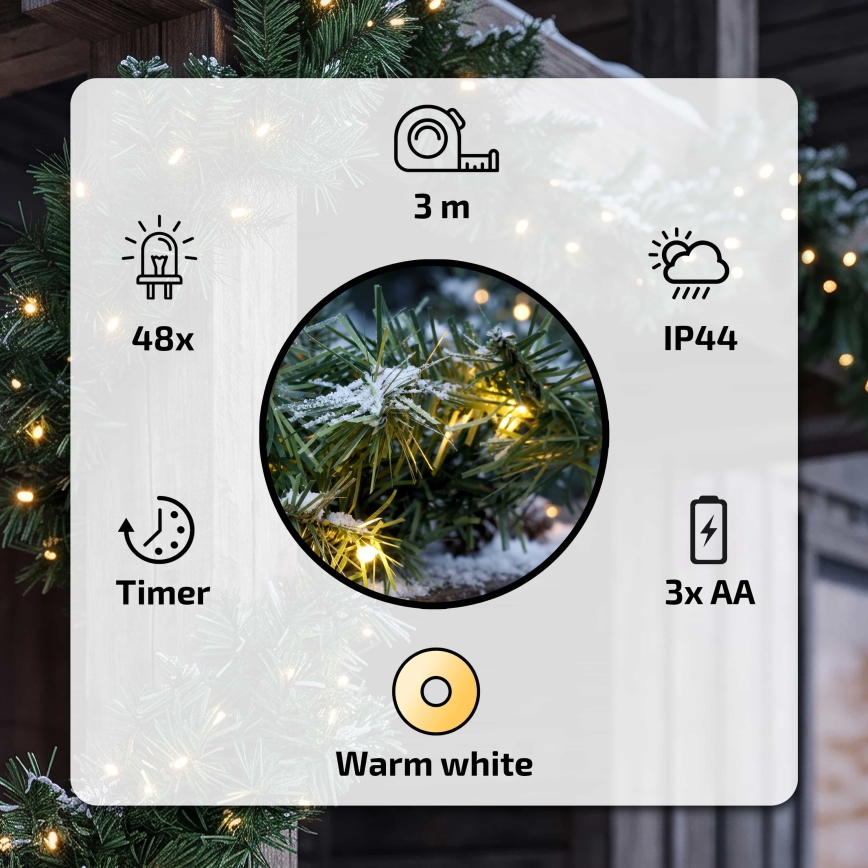 BRILAGI - Ghirlandă LED de Crăciun pentru exterior, 300 cm, alimentare 3xAA, IP44