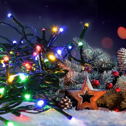 Brilagi - Ghirlandă LED de exterior, 100 LED, 8 moduri, 13 m, IP44, multicoloră