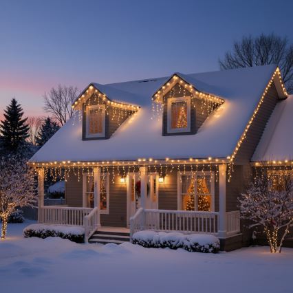 Brilagi - Ghirlandă LED pentru exterior, 200 LED, 8 funcții, 13 m, IP44, alb cald, țurțuri