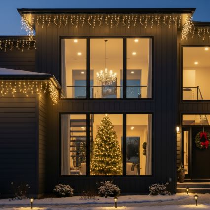 Brilagi - Ghirlandă LED pentru exterior, 200 LED, 8 funcții, 13 m, IP44, alb cald, țurțuri