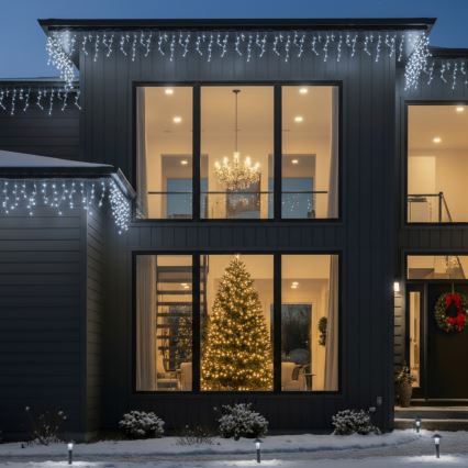 Brilagi - Ghirlandă LED pentru exterior, 200 LED, 8 funcții, 13 m, IP44, alb rece, model țurțuri