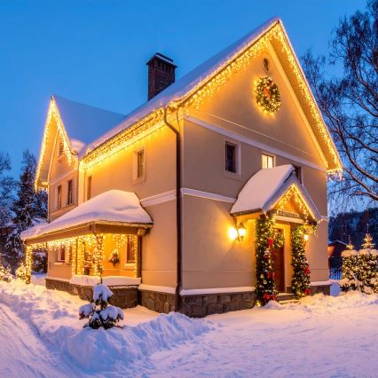 Brilagi - Ghirlandă LED de exterior, 360 LED, 8 moduri, 14 m, IP44, alb cald, tip țurțuri