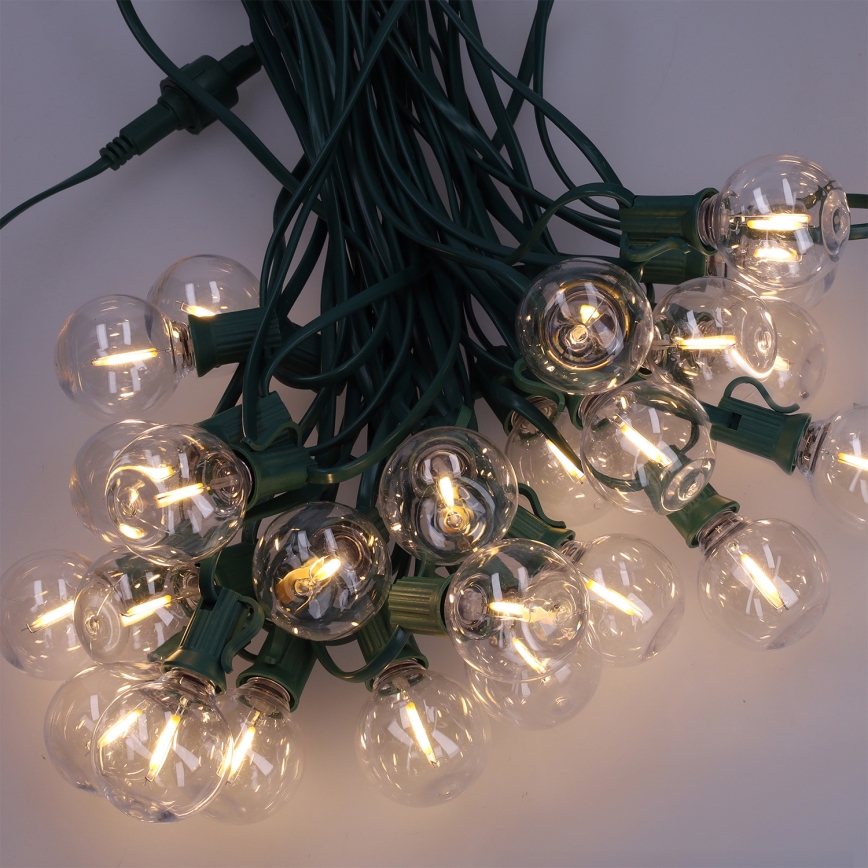 Brilagi - Ghirlandă LED decorativă de exterior 25x E12/0,8W/230V, 20 m, verde, IP44, alb cald