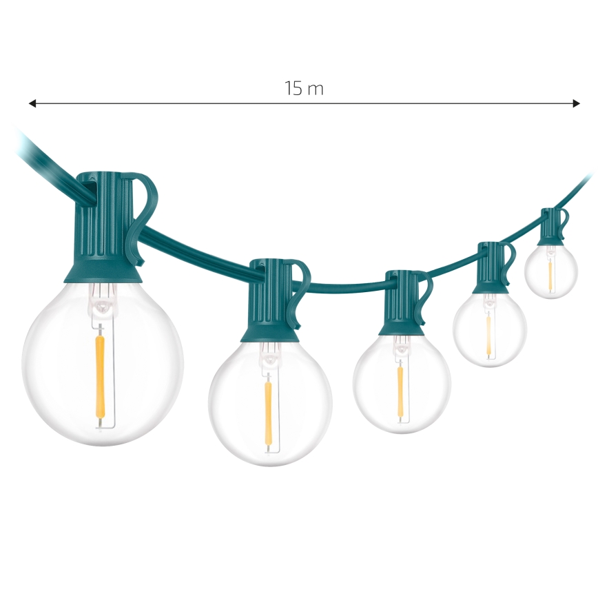 Brilagi - Ghirlandă LED decorativă de exterior 25x E12/0,8W/230V, 20 m, verde, IP44, alb cald