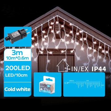 Brilagi - Ghirlandă LED de exterior pentru Crăciun 200xLED/8 funcții 13x0,6m IP44 alb rece