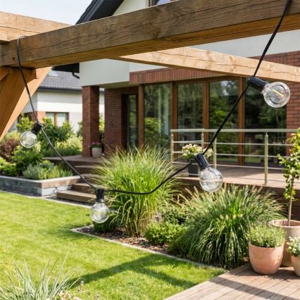 Brilagi - Ghirlandă LED decorativă pentru exterior GIRLANDA 25xE12/0,6W/230V 20m neagră IP44 alb cald + telecomandă