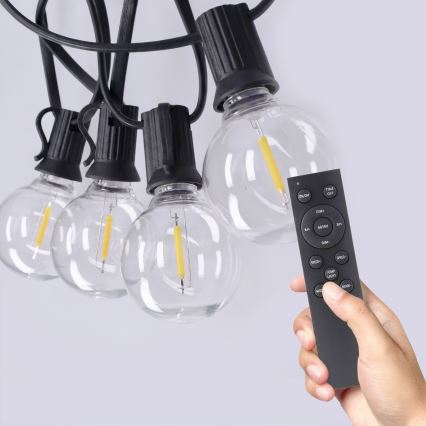 Brilagi - Ghirlandă LED decorativă pentru exterior GIRLANDA 25xE12/0,6W/230V 20m neagră IP44 alb cald + telecomandă