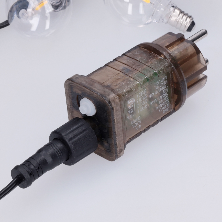 Brilagi - Ghirlandă LED decorativă pentru exterior GIRLANDA 25xE12/0,6W/230V 20m neagră IP44 alb cald + telecomandă