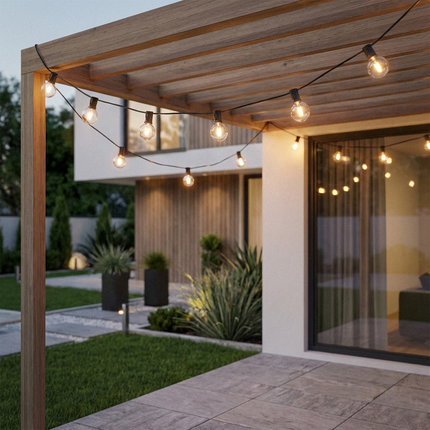 Brilagi - Ghirlandă LED decorativă de exterior GIRLANDA 25xE12/0,36W/24V 20m negru IP44 alb cald