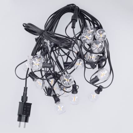 Brilagi - Ghirlandă LED decorativă de exterior GIRLANDA 25xE12/0,36W/24V 20m negru IP44 alb cald