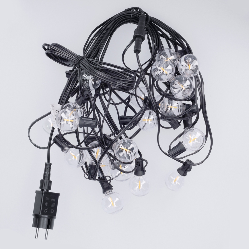 Brilagi - Ghirlandă LED decorativă de exterior GIRLANDA 25xE12/0,36W/24V 20m negru IP44 alb cald