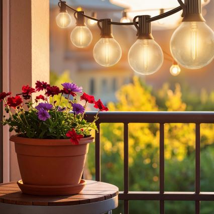 Brilagi - Ghirlandă decorativă LED pentru exterior 25xE12/0,6W/230V 20m negru IP44 alb cald + telecomandă